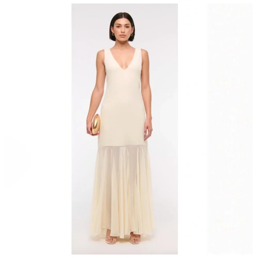 Abercrombie Plunge Godet Skirt Maxi Dress